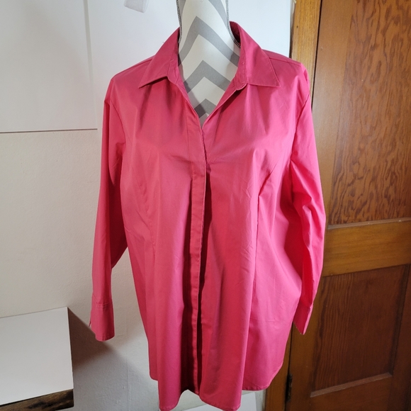 Womens Riders by Lee Button front Blouse Hidden buttons Size 1X Cotton Blend - Picture 1 of 10